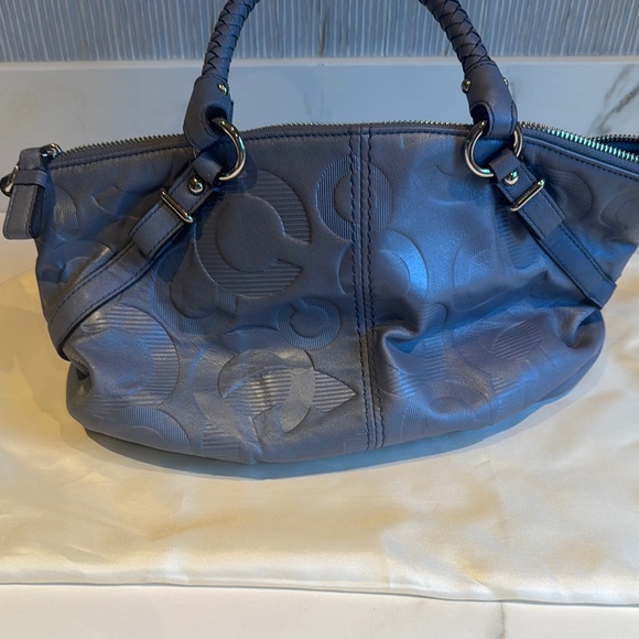 Coach Embossed Blue Satchel - Picture 3 of 9